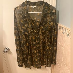 BB Dakota Sheer Snakeskin Print Top, Size Large